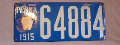 front of 1915 Pennsylvania license plate