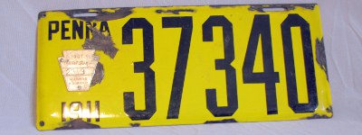 front of 1911 Pennsylvania license plate