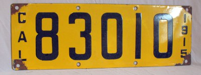 front of 1915 California license plate