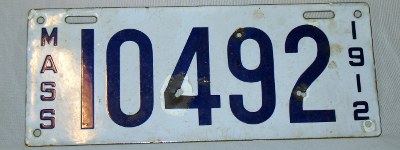 front of 1912 Massachusetts license plate