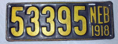 1918 Nebraska license plate