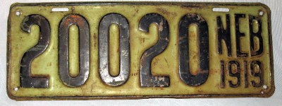 1919 Nebraska license plate