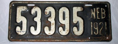 1921 Nebraska license plate