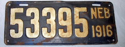 1916 Nebraska license plate