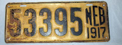 1917 Nebraska license plate