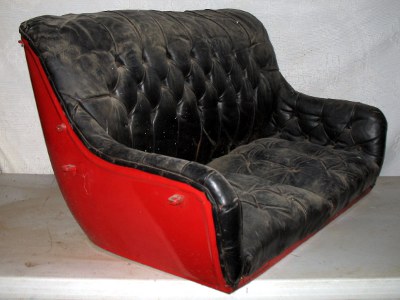 red bench seat with steel skin