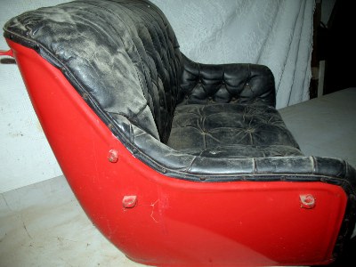 right side of red bench seat