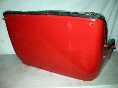 back view of red bench seat