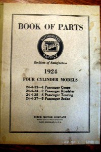 1924 Buick book of parts cover