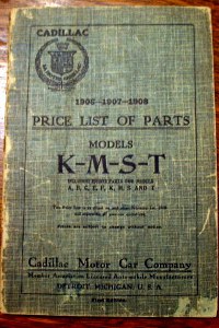 1906-1908 Cadillac part list cover