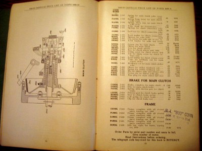 1909-1910 Cadillac price list inner pages