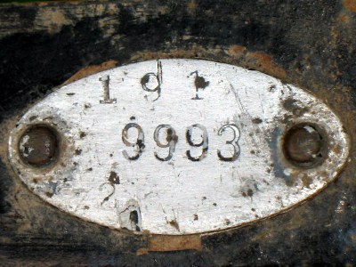 1914 Buick Model 25 frame tag