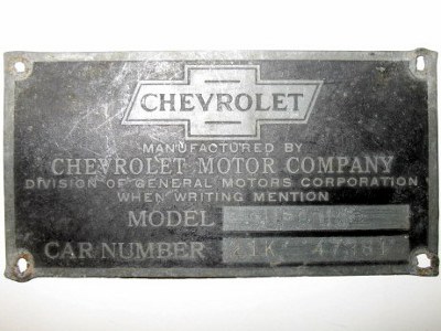 chevrolet body tag