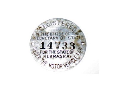 Nebraska registration tag