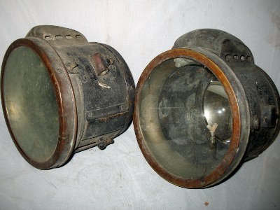 unmarked brass headlamps front view