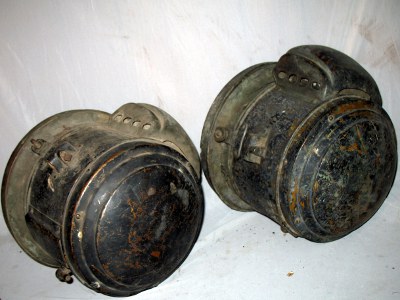 unmarked brass headlamps rear view