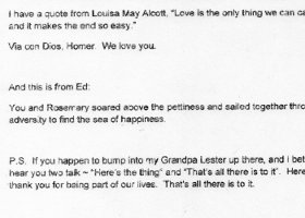 note from Pamela to Homer Edmiston, detail